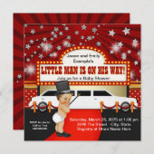 リトルマンリムジン映画スター赤ちゃんシャワー 招待状 (正面/裏面)