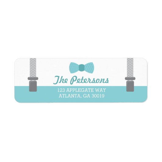 リトルマン差出人住所ラベルアクアアンドグレー ラベル (正面)