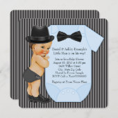 リトルマン男の赤ちゃんシャワー 招待状 (正面/裏面)