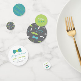 リトルマン紙吹雪、ティール（緑がかった色）、ライムグリーン、グレー コンフェッティ