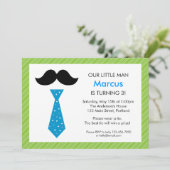 リトルマン誕生日招待状グリーン 招待状 (スタンド正面)