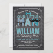 リトルマン1歳の誕生日招待状ムスタッシュパーティー 招待状 (正面)