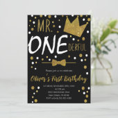 リトルマン、オネダーフル誕生日、水玉模様 招待状 (スタンド正面)