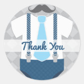 リトルマン ネクタイ ネイビーブルー グレー ベビーシャワー ラウンドシール (正面)