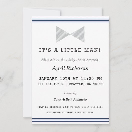 リトルマン ベイビーシャワーの招待状 招待状 (正面)