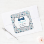 リトルマン ベビーシャワーステッカー、ベビーブルー、ネイビー スクエアシール (封筒)