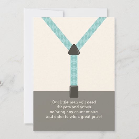 リトルマン ベビーシャワー 招待状, ターコイズ 招待状 (裏面)