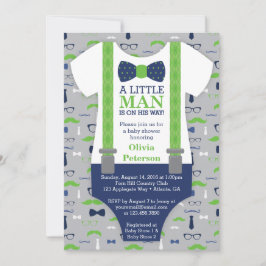 リトルマン ベビーシャワー 招待状, 青, 緑 招待状