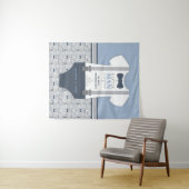 リトルマン ベビーシャワー 背景、ネイビー、グレー タペストリー (インサイチュ(横))