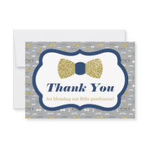 リトルマン 感謝カード、ネイビー、フェイクグリッター