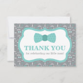 リトルマン 感謝カード、ネクタイ、ターコイズ、グレー サンキューカード (正面)