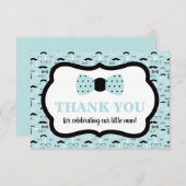 リトルマン 感謝カード、ネクタイ、青、黒 招待状 (正面/裏面)