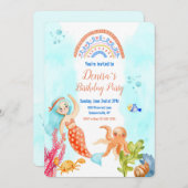 リトルマーメイドと友達の誕生日 招待状 (正面/裏面)