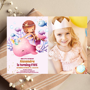リトルマーメイドの女の子の誕生日パーティーの写真です。 招待状