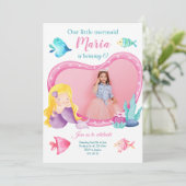 リトルマーメイドの海の魚の写真を使った誕生日パーティーの招待状 招待状 (スタンド正面)