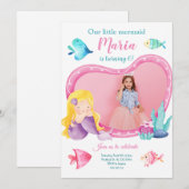 リトルマーメイドの海の魚の写真を使った誕生日パーティーの招待状 招待状 (正面/裏面)