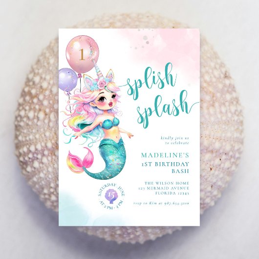 リトルマーメイドの誕生日パーティー　海の下の招待状 招待状