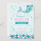 リトルマーメイドの誕生日招待状 招待状 (正面)