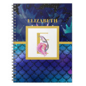 リトルマーメイドはかりで測モノグラムガールズブルーピンク ノートブック (正面)