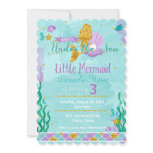 リトルマーメイドアンダーザシー子供の誕生日招待状