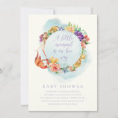 リトルマーメイドウェイベビーシャワーガールシンプルフローラ 招待状 (正面)