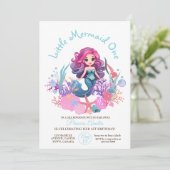 リトルマーメイドウォーターカラーシー1st誕生日パーティー 招待状 (スタンド正面)