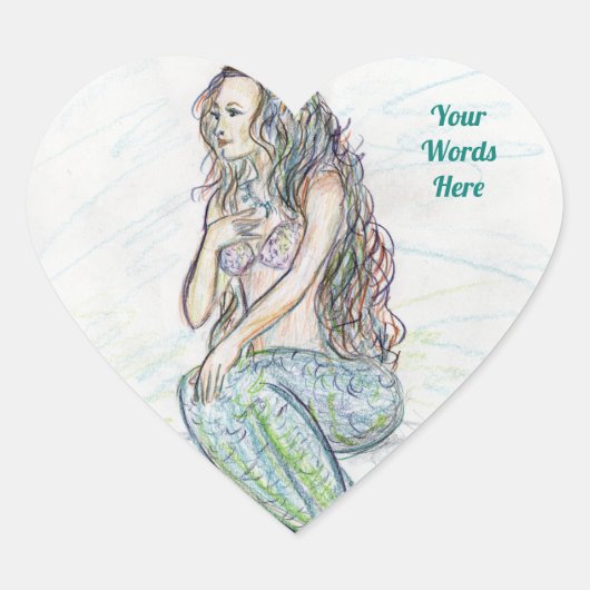 リトルマーメイドオンロックアートカスタムデカールシール ハートシール (正面)