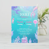 リトルマーメイドキッズダブルお祝い誕生日 招待状 (スタンド正面)