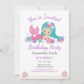 リトルマーメイドグリッター誕生日パーティー 招待状 (正面)