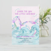 リトルマーメイドザシーピンクガール誕生日 招待状 (スタンド正面)