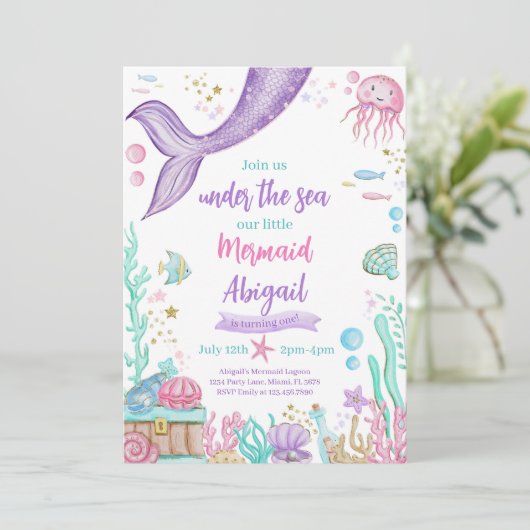 リトルマーメイドザシー誕生日 招待状 (スタンド正面)