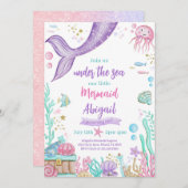 リトルマーメイドザシー誕生日 招待状 (正面/裏面)