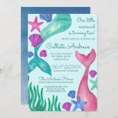 リトルマーメイドテイルズシーシェルズウォーター誕生日 招待状 (正面/裏面)
