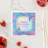 リトルマーメイドテーマパターン誕生日 スタンダードカクテルナプキン (インサイチュ)