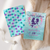 リトルマーメイドパープルティール(緑がかった色)フローラベビーシャワー 招待状