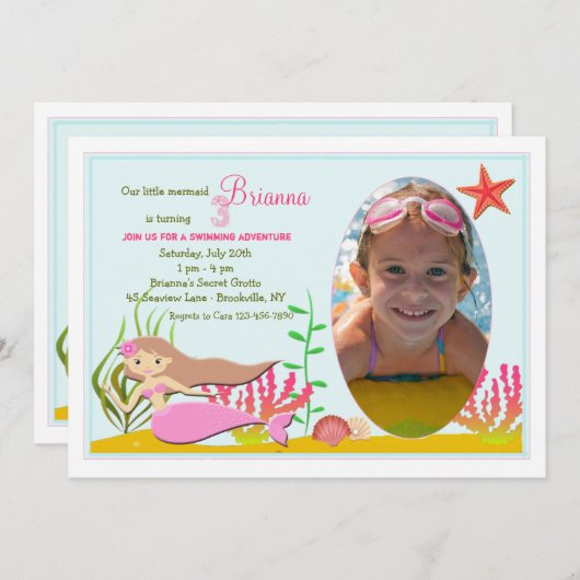 リトルマーメイドフォト招待状 招待状 (正面/裏面)