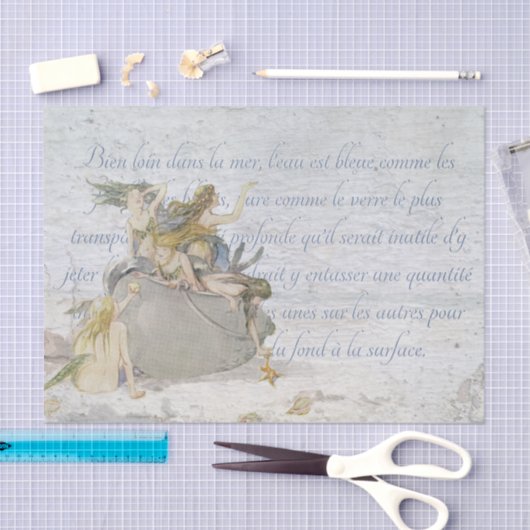 リトルマーメイドフランスのファンタジーの切り離しヴィンテージ 薄葉紙 (クラフト)
