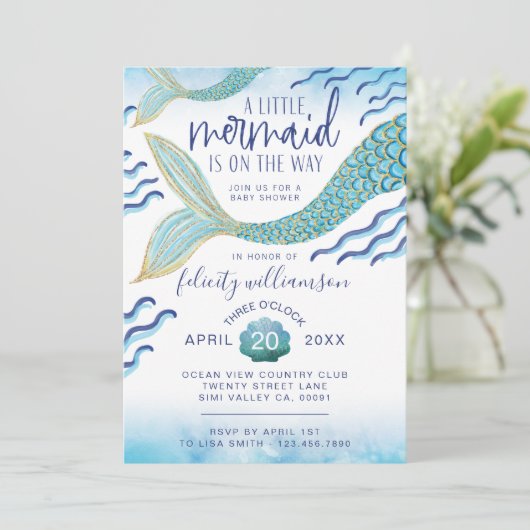 リトルマーメイドベビーシャワー招待状マーメイドベビー 招待状 (スタンド正面)