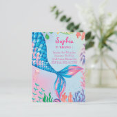 リトルマーメイド水中誕生日招待状 インビテーションポストカード (スタンド正面)