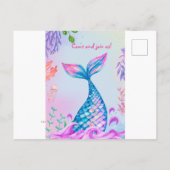 リトルマーメイド水中誕生日招待状 インビテーションポストカード (裏面)