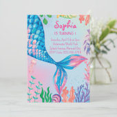 リトルマーメイド水中誕生日招待状 招待状 (スタンド正面)