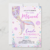 リトルマーメイド海をテーマにした誕生日 招待状 (正面)