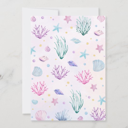 リトルマーメイド海をテーマにした誕生日 招待状 (裏面)