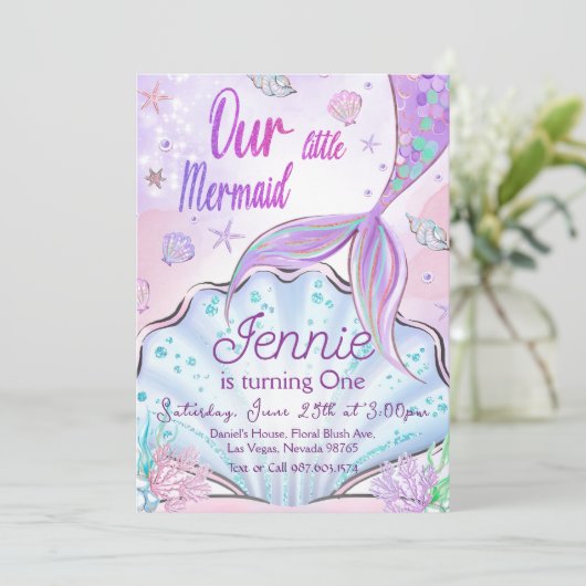 リトルマーメイド誕生日アンダーザシーパーティー 招待状 (スタンド正面)
