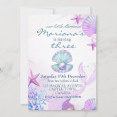 リトルマーメイド誕生日パーティーガール 招待状 (正面)