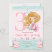 リトルマーメイド誕生日ピンク招待状 招待状 (正面)