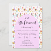 リトルマーメイド誕生日写真 招待状 (正面)