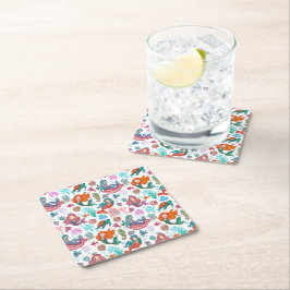 リトルマーメイド誕生日紙ナプキン スクエアペーパーコースター