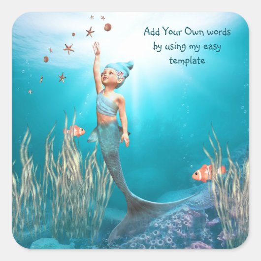 リトルマーメイド1ステッカー スクエアシール (正面)