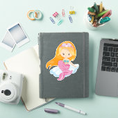 リトルマーメイド、かわいいマーメイド、オレンジ色の髪、シェル シール (iPadカバー)